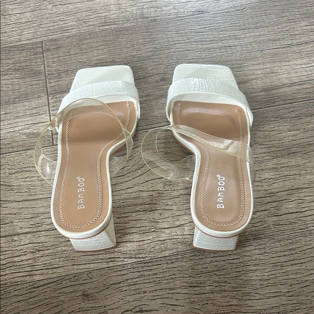 BAMBOO White Croc-Embossed Heels - Picture 6 of 12